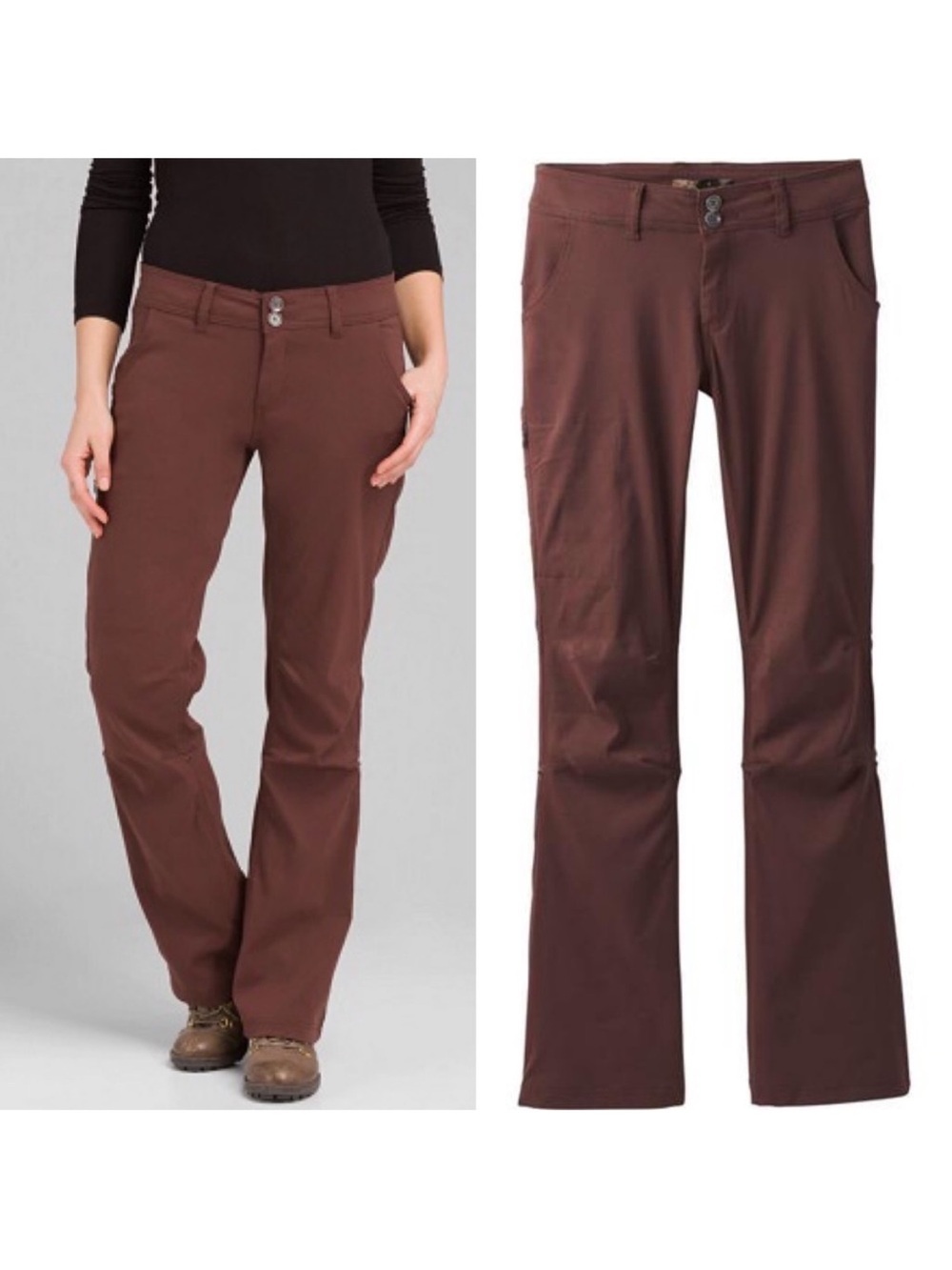 Prana Halle Convertible Hiking Pants Brown Bootcut capri Activewear short inseam